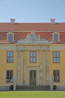 Portal of the Rococo Castle, Mosigkau, Dessau-Wörlitz Garden Kingdom, Dessau-Roßlau, Saxony-Anhalt,