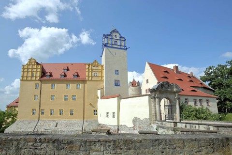 Renaissance Castle and Blue Tower, Portal, Museum, Bernburg, Saxony-Anhalt, Germany