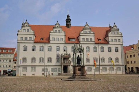 Old Town Hall with Luther Monument, Martin Luther, monument, Renaissance, market square, Luther