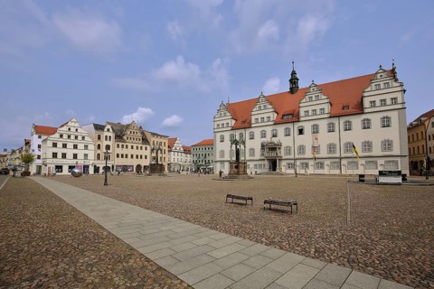 Old town hall on the market square, Renaissance, Luther city Wittenberg, Fläming, Saxony-Anhalt,