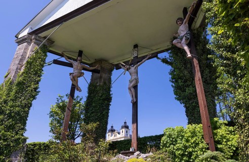 Way of the Cross to the Maria Plain pilgrimage church, baroque church, Bergheim near Salzburg,