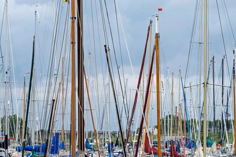 Ship masts in Noordergat marina, Netherlands