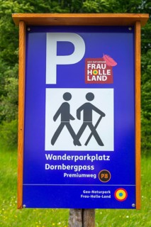Information board at the Premium Trail Dornberg Pass hiking car park, GEO nature park Park Frau