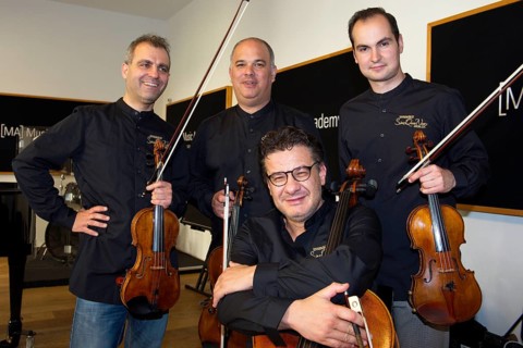 Pierluigi Ruggiero (cellist and artistic director), Sebestyen Sztathatosz (violinist), Zoltan