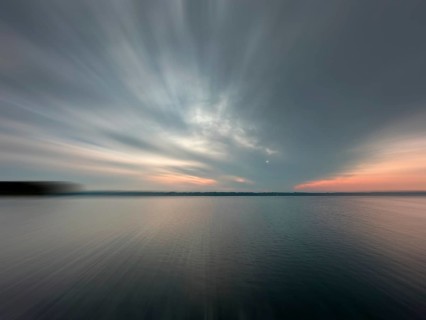 Evening mood, Lake Starnberg, zoom effect, Bavaria, Germany