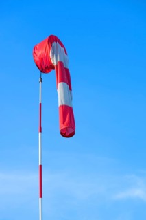 Hanging windsock, at a gliding airport, Bavaria, Germany
