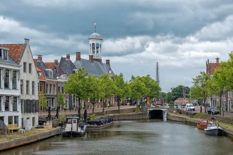 Main canal Dokkumer Ee, Dokkum, Friesland, Holland, Netherlands