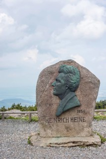 Heinrich Heine memorial, Heine memorial on the summit of the Brocken, summit plateau, granite stone