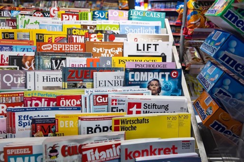 Point of sale in a railway station kiosk in Stuttgart, Germany