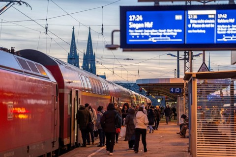 Regional train at Cologne-Messe/Deutz station, 2nd largest train station in Cologne, transfer