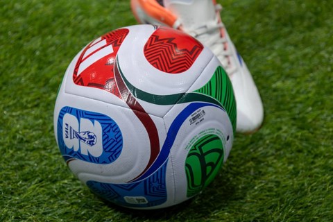 ADIDAS TRIONDA, official match ball of the FIFA World Cup 2026 in a sports shop