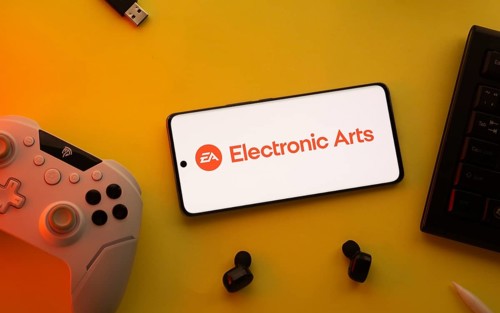 Dhaka, Bangladesh- 23 March 2025: Electronic Arts logo displayed on a smartphone surrounded by