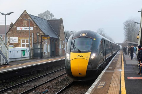 Great Western Railway GWR British Rail Class 800 Intercity Express Train locomotive, Pewsey railway