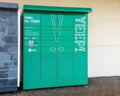 YEEP parcel delivery and return lockers operated by DPD, Chippenham, Wiltshire, England, UK