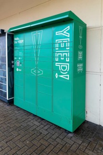YEEP parcel delivery and return lockers operated by DPD, Chippenham, Wiltshire, England, UK