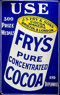 Reproduction enamel advertising sign for Fry's Pure Concentrated Cocoa, UK