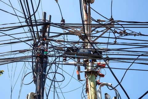 Power, Internet, data lines, Kuta, Bali, Indonesia