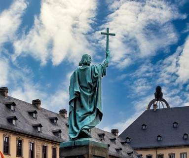 Boniface monument in the baroque quarter of Fulda, East Hesse, Germany