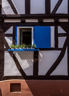 Detailed photo, half-timbered house in the old town of Büdingen, Hesse, Germany