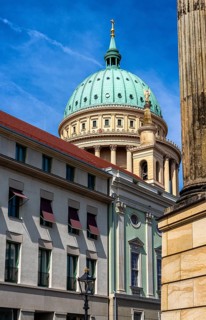 View of the dome of St. Nicholas Church, classicist church with view, Alter Markt, Potsdam,