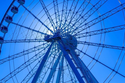 The Montreal Observation Ferris Wheel or La Grande Roue de Montreal amusement ride, Old Port of