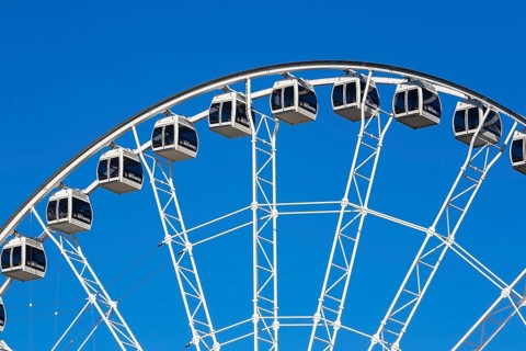 Cabins on The Montreal Observation Ferris Wheel or La Grande Roue de Montreal amusement ride, Old