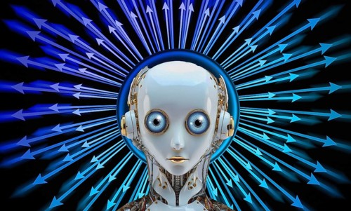 Icon photo, perplexed robot, critical cyber future, security DNA transfer, ethos and robots,