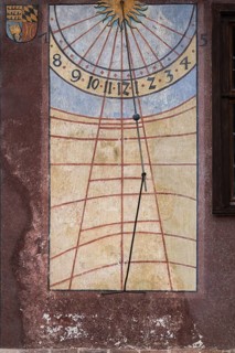 Sundial, courtyard, Blaubeuren Abbey, Swabian Jura, Baden-Württemberg, Germany