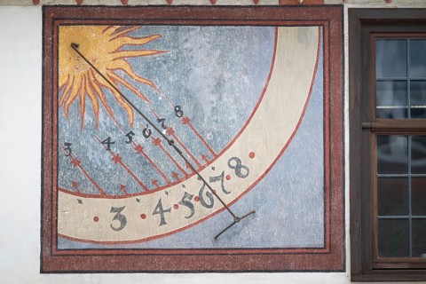 Blaubeuren Abbey sundial building, Swabian Jura, Baden-Württemberg, Germany