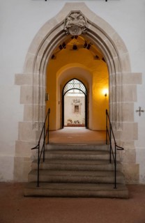 Portal, St. Peter's Chapel, Blaubeuren Abbey, Swabian Jura, Baden-Württemberg, Germany