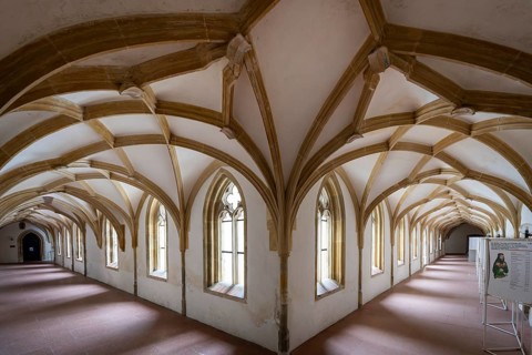 Cloister, ribbed vault, Blaubeuren Abbey, Swabian Jura, Baden-Württemberg, Germany