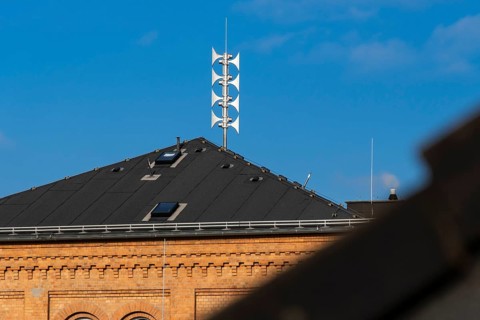 Sirens on the roof of a school building in Wuppertal, Germany