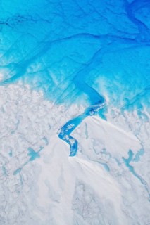 Aerial view of surface lakes (glacial/proglacial lakes) and Glacial rivers, climate change, global