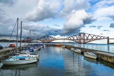 Forth Bridge, Queensferry Crossing, Forth Estuary, Scotland, UK