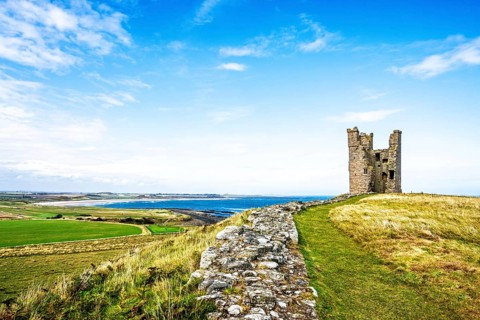 Ruins of Dunstanburgh Castle, Northumberland Coast, England, UK