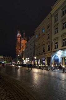 St. Mary's Basilica at night, Krakow, Poland