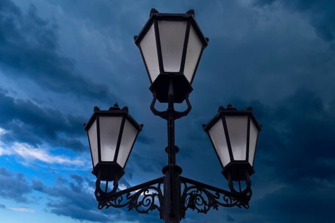 Lantern against thunderstorm sky, Kraklau, Poland