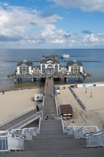 Stairway to pier and restaurant, Sellin, Baltic resort, Rügen island, Mecklenburg-Western