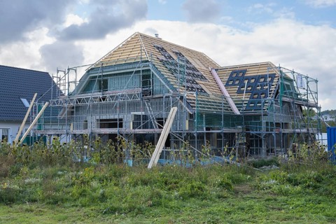 Equipped residential building, shell with roof truss, new development area, Sellin, Baltic resort,