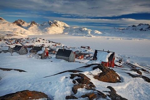 Sunrise at Tasiilaq (Angmagsalik in Inuit) a small village located on Ammassalik Island in the
