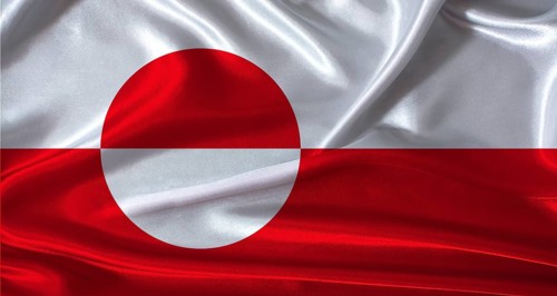 National flag of Greenland with cloth texture. Greenland flag with realistic texture background