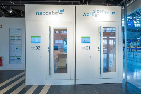Napcab's sleeping cabins at the airport offer a quiet place of relaxation in bright, modern