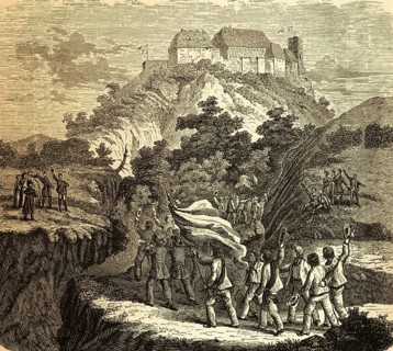 Train of gymnasts to Wartburg 1817, Eisenach, Wartburg festival, meeting of students and