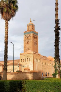 Koutoubia mosque with minaret, landmark of Marrakech, historic old town, Medina, UNESCO World