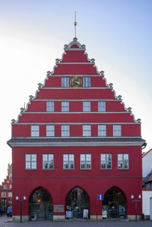 Historic Town Hall on the Market Square of the Hanseatic City of Greifswald, Mecklenburg-Western