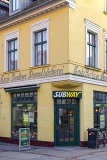 Branch of the US fast food chain Subway in the historic building of the First Berlin Steam Bakery