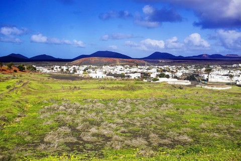 View of the municipality of Yaiza surrounded by fields and hills, Yaiza Lanzarote