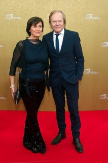 Sandra Maischberger with man Jan Kerhart, EUROPEAN FILM AWARDS Berlin 2026, photo call at the House