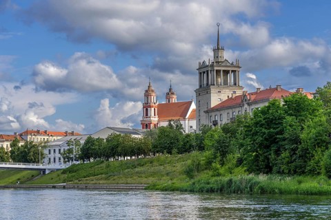Church of Saints Philip and James and House of Scientists near the Lukišk? s Square in the Old Town