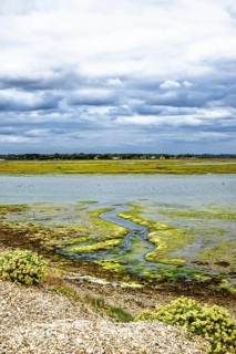 Marshes over Hurst Spit, Milford on Sea, Lymington, Hampshire, UK